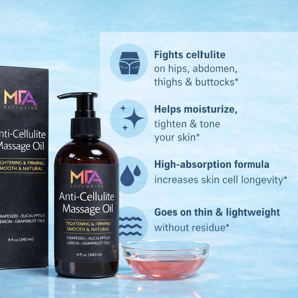 MFA Exclusive Anti-Cellulite Massage Oil 8oz | Firming & Tightening Body Oil - Picture 4 of 4